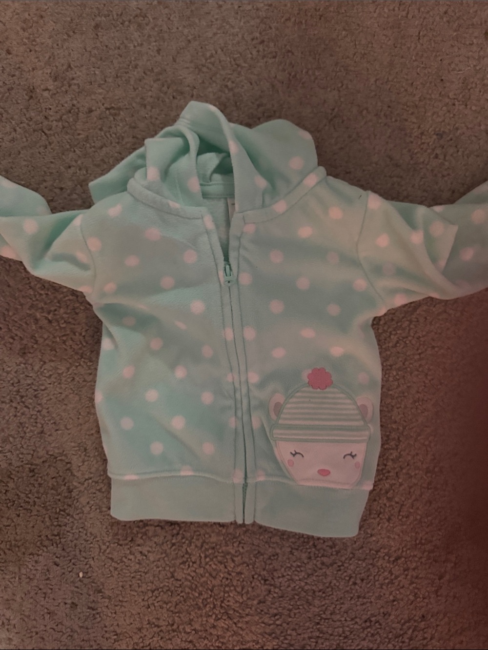 child of mine Mint Green Polka Dot Hooded Puffer Jacket
